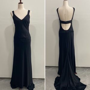 Vintage Dina Bar-El Stunning Silk Maxi Dress Prom/Black Tie/Evening Gown Large